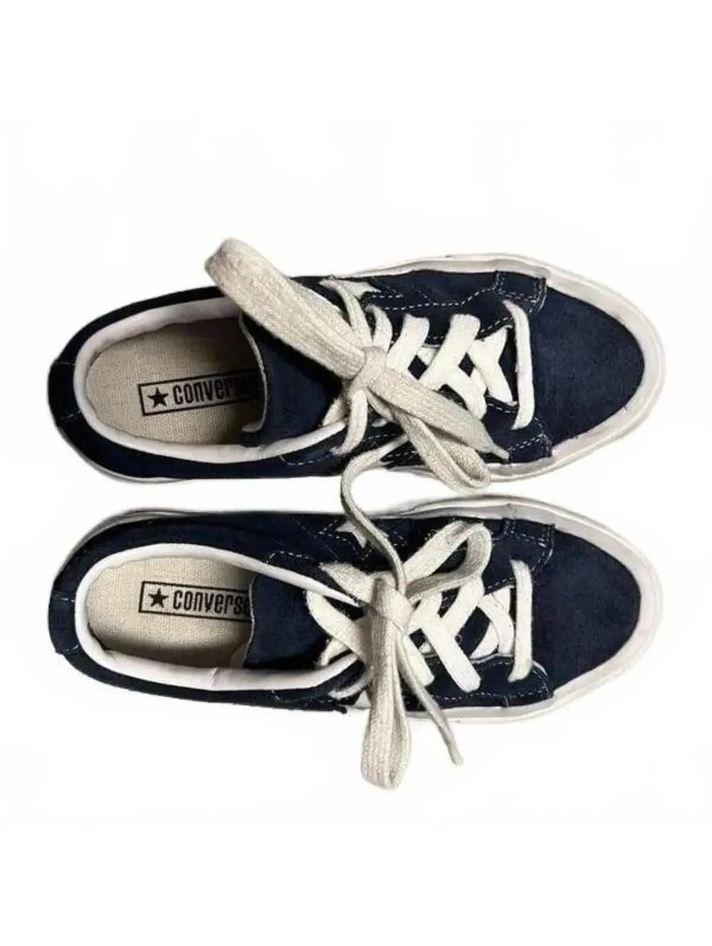 Converse Chuck Taylor Leather All Star Navy Blue White Suede Sneaker Shoe 1.5